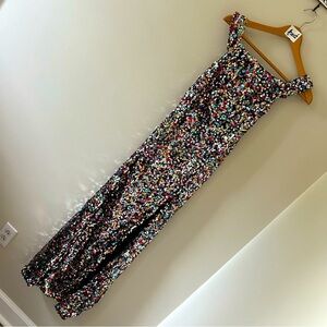 Multicolor full sequin dress with leg split, small EUC, prom Mardi Gras